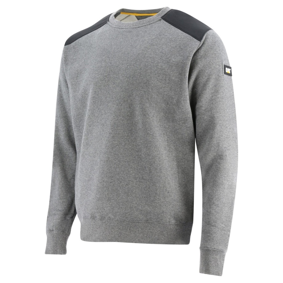 Sudadera Con Cuello Redondo Caterpillar Essentials Gris Jaspeado Oscuro