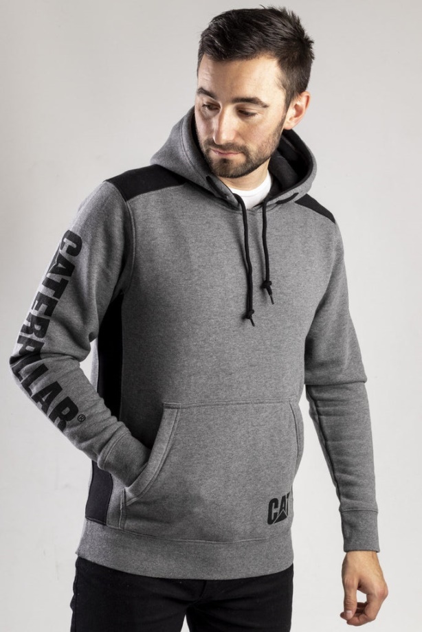 Sudadera Con Capucha Y Panel Del Logo De Oruga Gris Jaspeado Oscuro