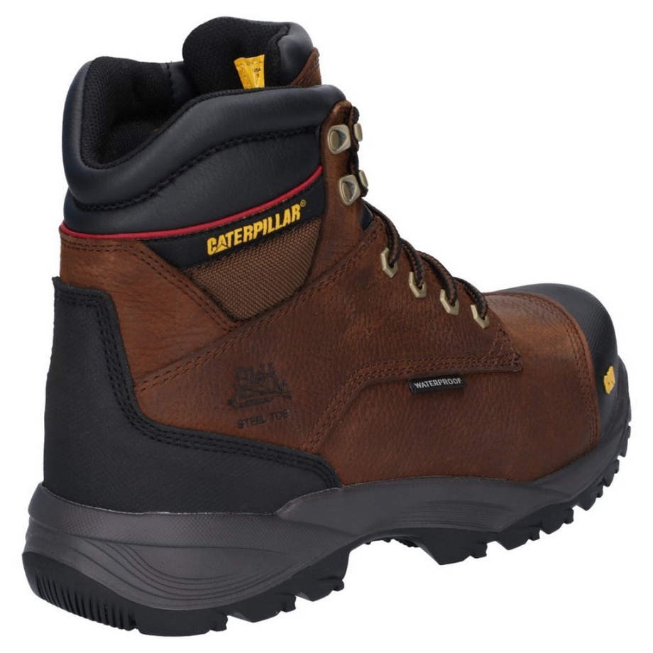 Bota De Seguridad Impermeable Con Cordones Spiro Caterpillar S3 Marrón Oscuro