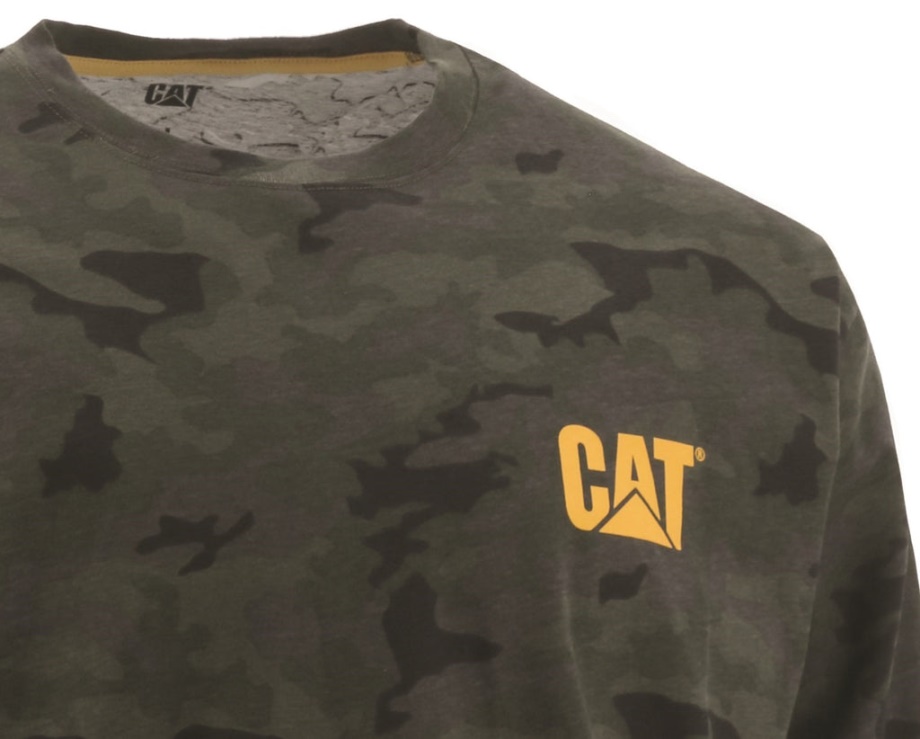 Camiseta De Manga Larga Con Estampado De Marca Registrada De Caterpillar Camuflaje Nocturno