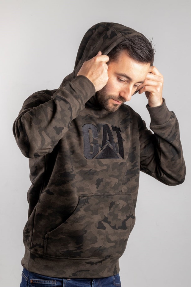 Sudadera Con Capucha Marca Caterpillar Camuflaje Nocturno